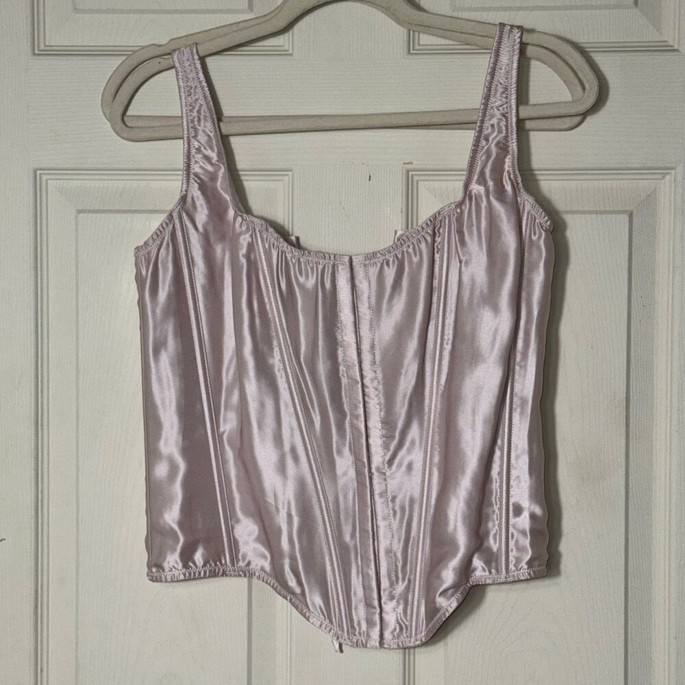 Victoria's Secret The Classic Silk Corset Pink Set NEW Sz XLarge